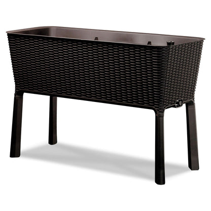 Modern Dark Brown Resin Wicker Raised Garden Bed Planter with Water Indicator - Tampa Home & Garden Store