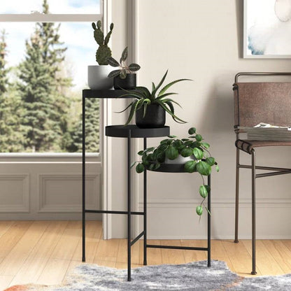 Modern Dark Grey Metal 3-Tier Flower Pot Plant Stand - Tampa Home & Garden Store
