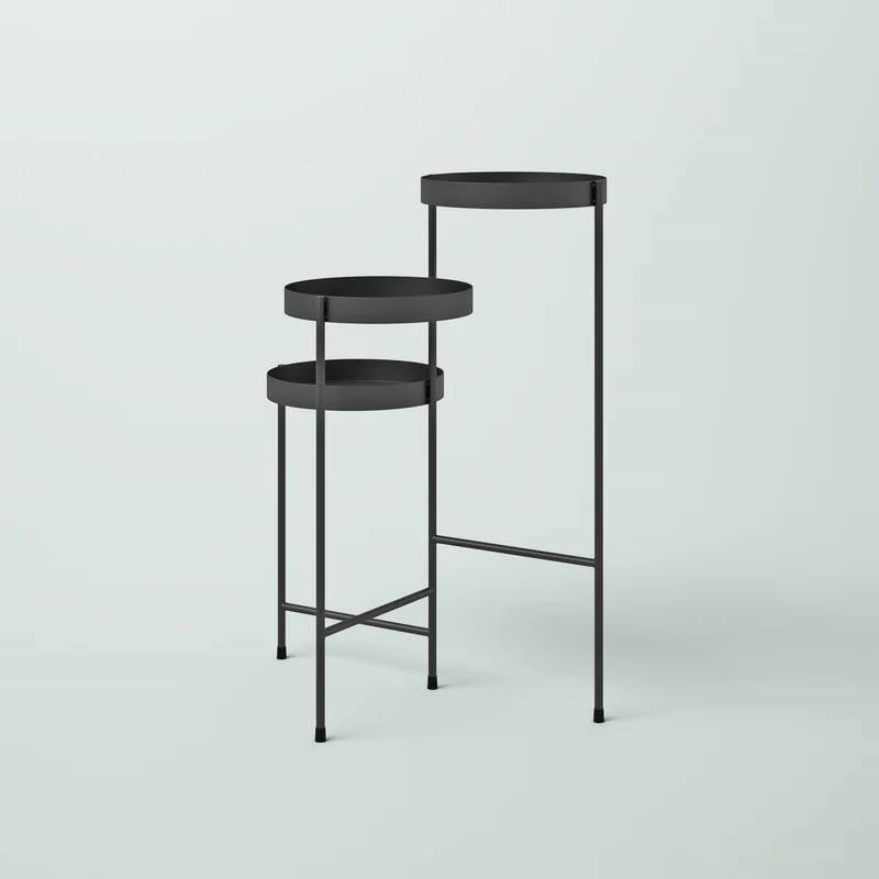 Modern Dark Grey Metal 3-Tier Flower Pot Plant Stand - Tampa Home & Garden Store