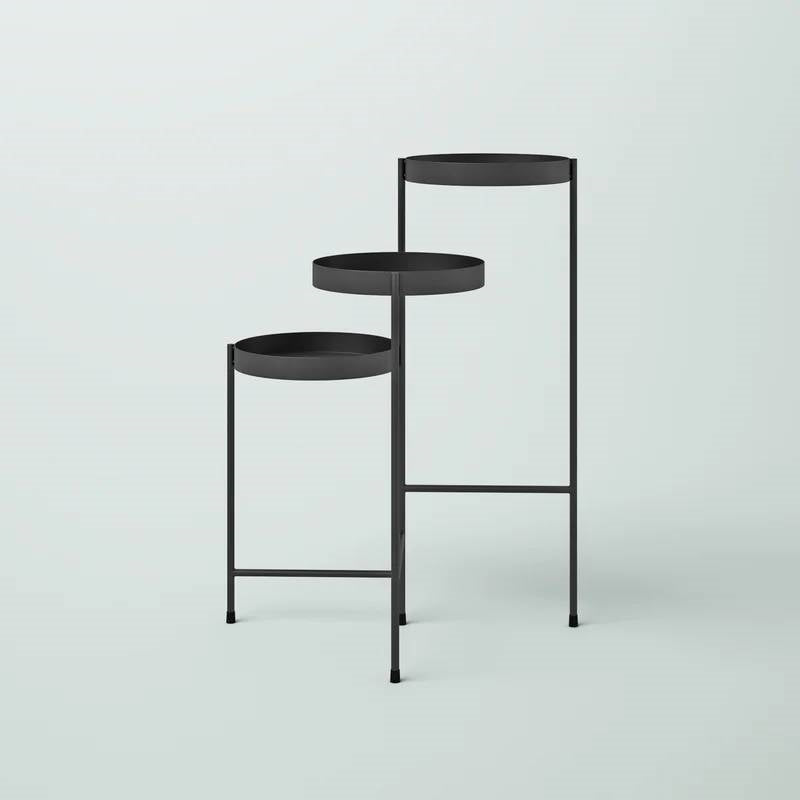 Modern Dark Grey Metal 3-Tier Flower Pot Plant Stand - Tampa Home & Garden Store