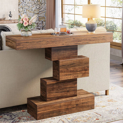 Modern Farmhouse 42-inch Console Accent Sofa Table in Rustic Brown Wood Finish - Tampa Home & Garden Store