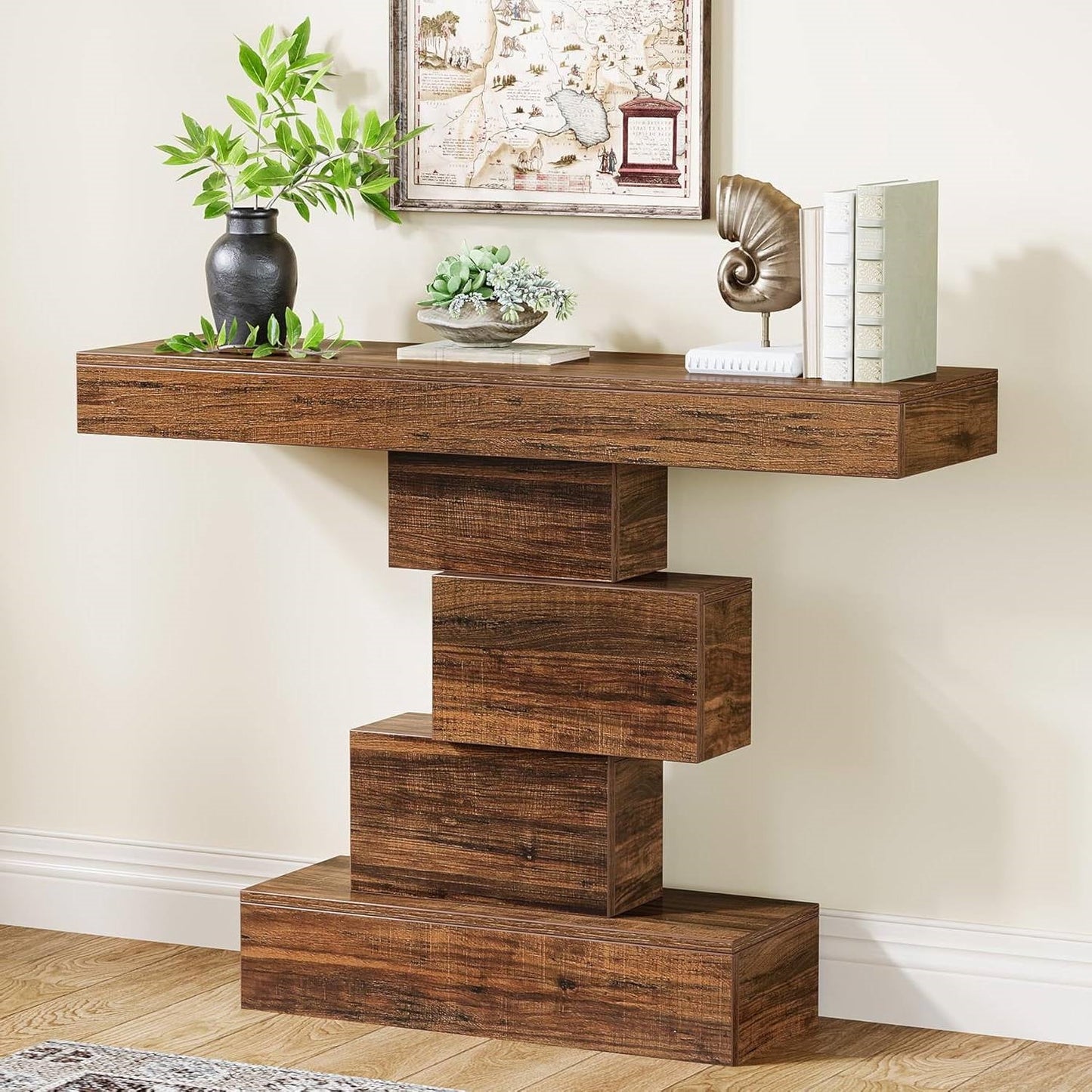Modern Farmhouse 42-inch Console Accent Sofa Table in Rustic Brown Wood Finish - Tampa Home & Garden Store
