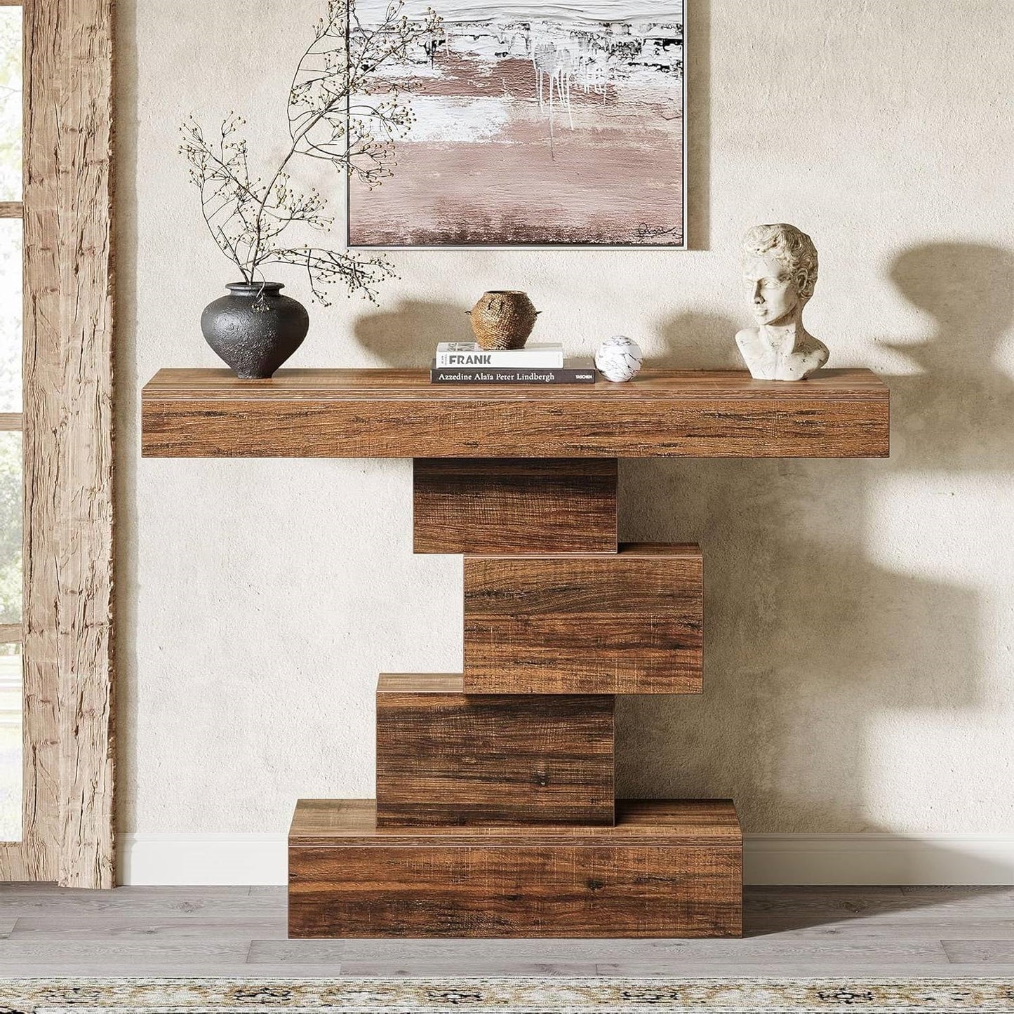 Modern Farmhouse 42-inch Console Accent Sofa Table in Rustic Brown Wood Finish - Tampa Home & Garden Store