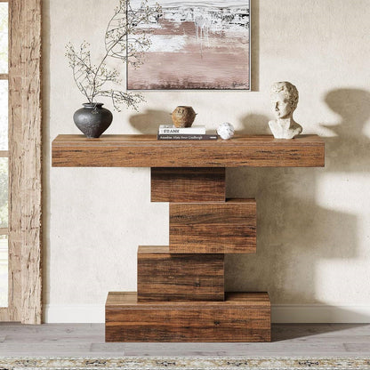 Modern Farmhouse 42-inch Console Accent Sofa Table in Rustic Brown Wood Finish - Tampa Home & Garden Store