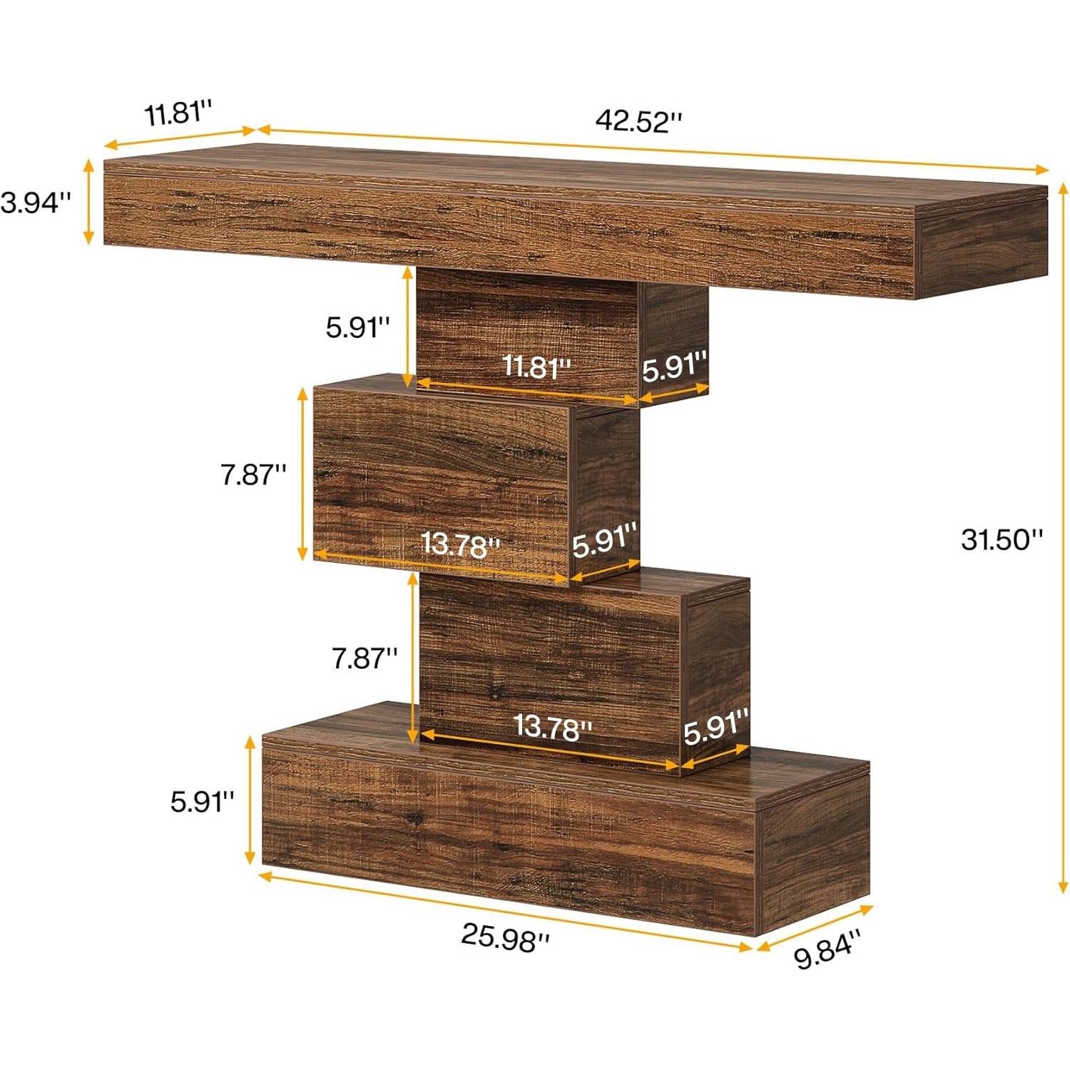 Modern Farmhouse 42-inch Console Accent Sofa Table in Rustic Brown Wood Finish - Tampa Home & Garden Store
