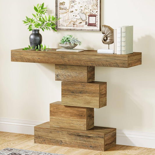 Modern Farmhouse 42-inch Entryway Accent Sofa Table in Light Brown Wood Finish - Tampa Home & Garden Store