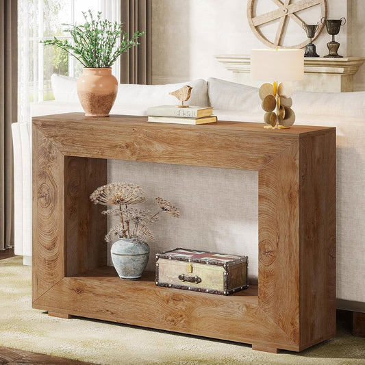 Modern Farmhouse 47-inch Long Entryway or Sofa Table in Brown Wood Finish - Tampa Home & Garden Store