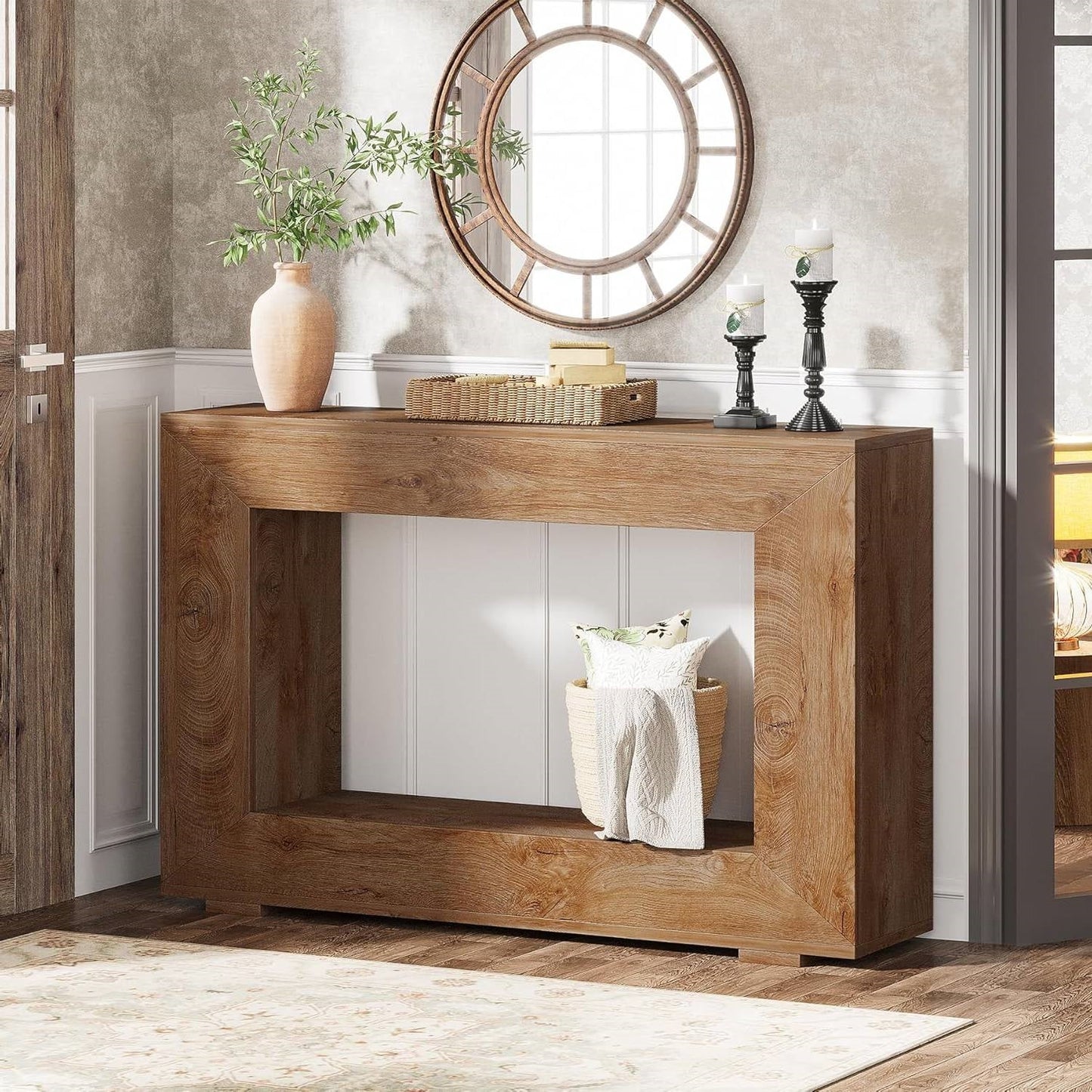 Modern Farmhouse 47-inch Long Entryway or Sofa Table in Brown Wood Finish - Tampa Home & Garden Store