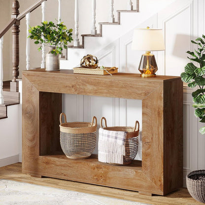 Modern Farmhouse 47-inch Long Entryway or Sofa Table in Brown Wood Finish - Tampa Home & Garden Store