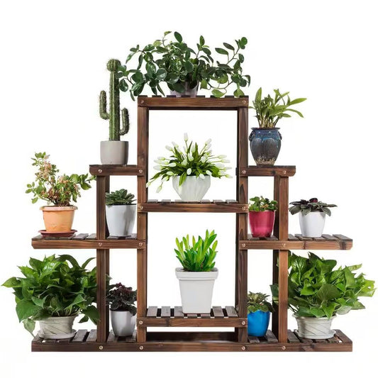 Modern Farmhouse 6-tier Wooden Bookcase Plant Stand Shelving Unit - Tampa Home & Garden Store