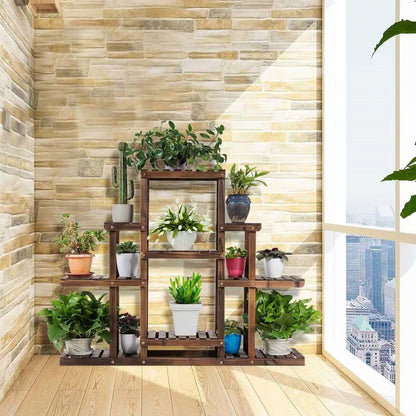 Modern Farmhouse 6-tier Wooden Bookcase Plant Stand Shelving Unit - Tampa Home & Garden Store