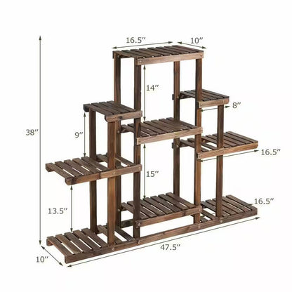 Modern Farmhouse 6-tier Wooden Bookcase Plant Stand Shelving Unit - Tampa Home & Garden Store