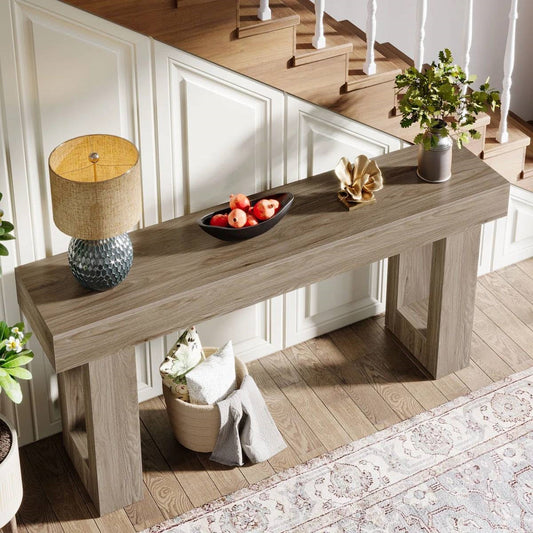 Modern Farmhouse 63-inch Entryway Console Sofa Table in Grey Wood Finish - Tampa Home & Garden Store