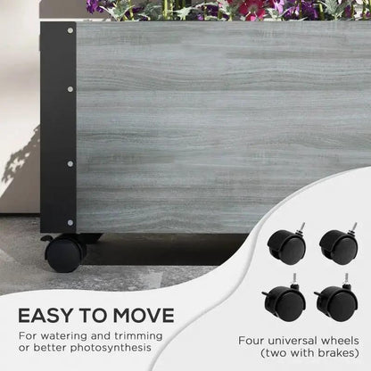 Modern Farmhouse Grey Wood Raised Garden Bed Planter on Wheels with Trellis - Tampa Home & Garden Store
