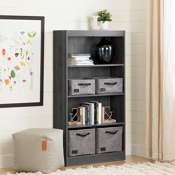 Modern Four Shelf Bookcase in Grey Oak Wood Finish - Tampa Home & Garden Store