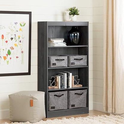 Modern Four Shelf Bookcase in Grey Oak Wood Finish - Tampa Home & Garden Store