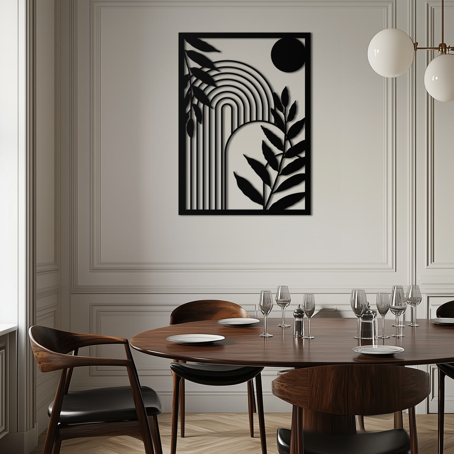 Modern Geometric Botanical Metal Wall Art – Abstract Nature-Inspired Steel Design- KAF366 - Tampa Home & Garden Store