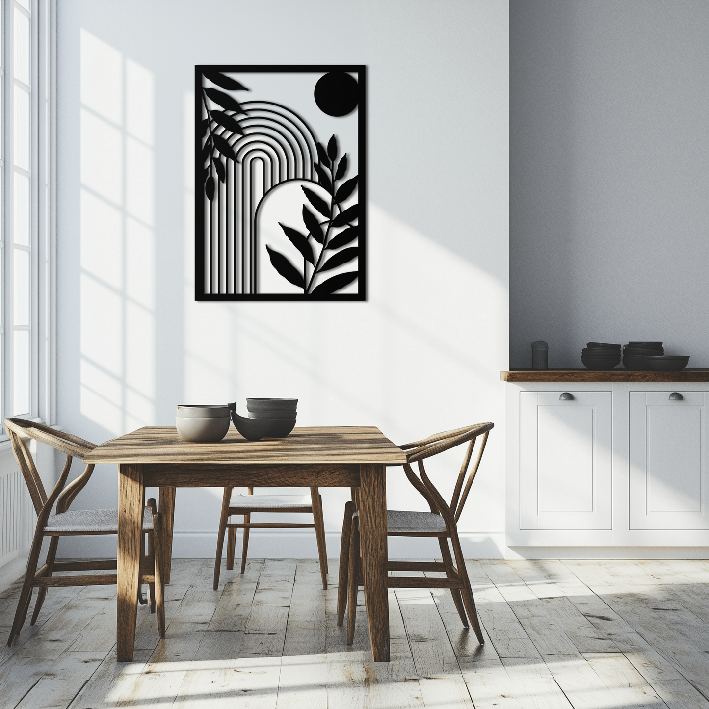 Modern Geometric Botanical Metal Wall Art – Abstract Nature-Inspired Steel Design- KAF366 - Tampa Home & Garden Store