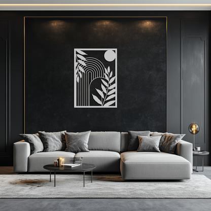 Modern Geometric Botanical Metal Wall Art – Abstract Nature-Inspired Steel Design- KAF366 - Tampa Home & Garden Store