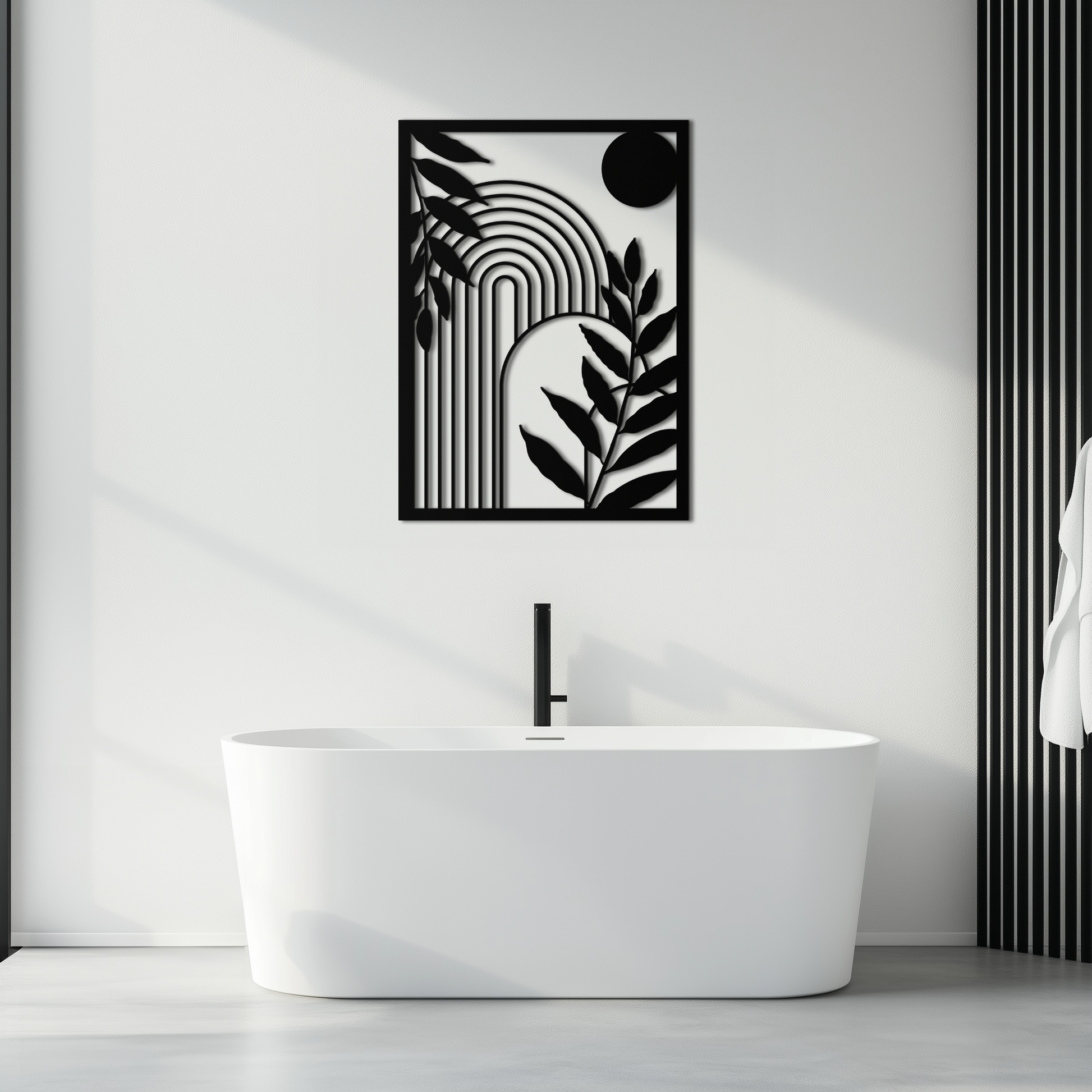 Modern Geometric Botanical Metal Wall Art – Abstract Nature-Inspired Steel Design- KAF366 - Tampa Home & Garden Store