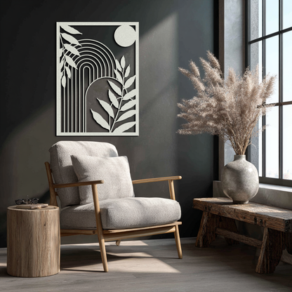 Modern Geometric Botanical Metal Wall Art – Abstract Nature-Inspired Steel Design- KAF366 - Tampa Home & Garden Store
