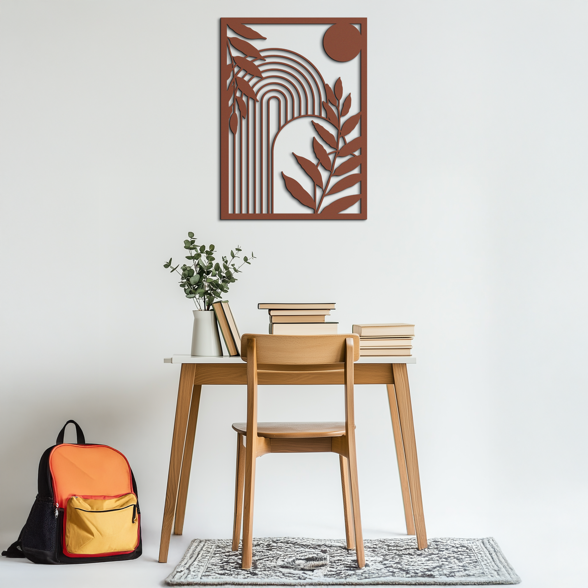 Modern Geometric Botanical Metal Wall Art – Abstract Nature-Inspired Steel Design- KAF366 - Tampa Home & Garden Store