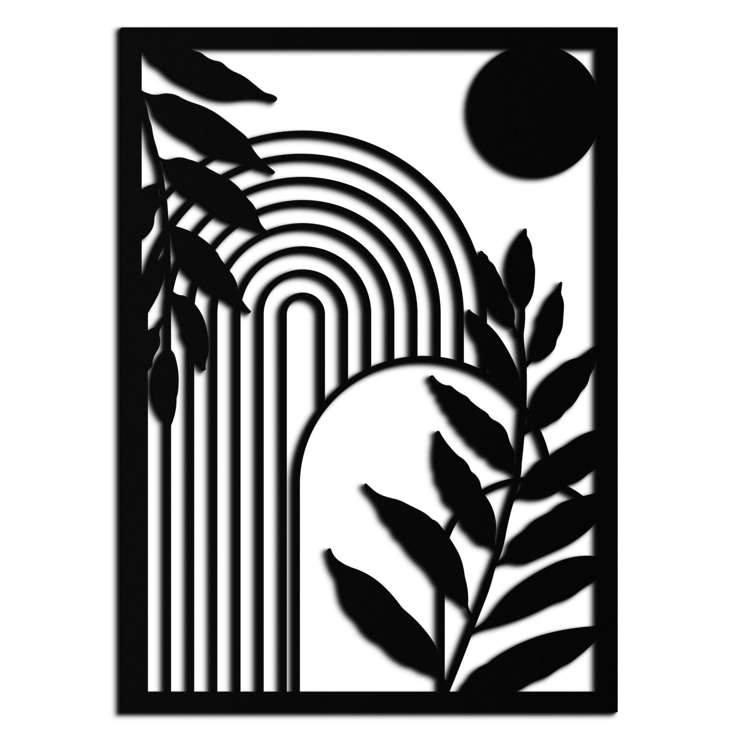 Modern Geometric Botanical Metal Wall Art – Abstract Nature-Inspired Steel Design- KAF366 - Tampa Home & Garden Store