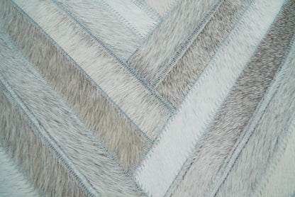 Modern Geometric Silver and Ivory Striped Genuine leather Pillow, Cushion | PL18 - Tampa Home & Garden Store