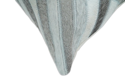 Modern Geometric Silver and Ivory Striped Genuine leather Pillow, Cushion | PL18 - Tampa Home & Garden Store