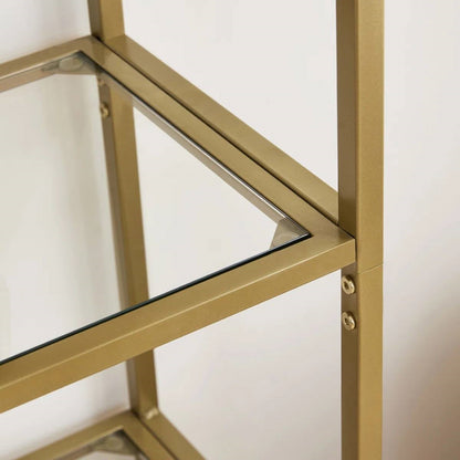 Modern Gold Metal Arched Top Display Rack Bookcase with 5 Glass Storage Shelves - Tampa Home & Garden Store