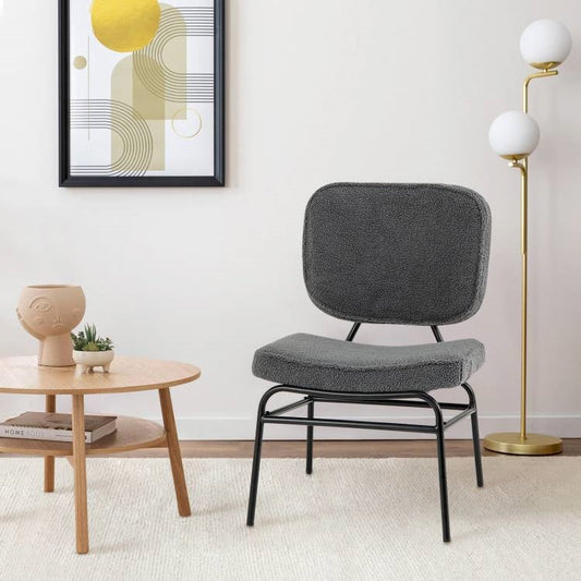 Modern Grey Upholstered Ergonomic Padded Accent Chair - Tampa Home & Garden Store