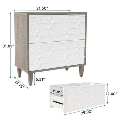 Modern Grey/White Wood 2 Drawer Filing Cabinet Printer Stand - Tampa Home & Garden Store