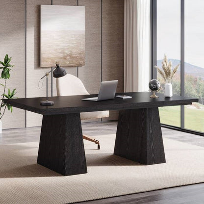 Modern Home Office Computer Desk Workstation in Black Wood Finish - Tampa Home & Garden Store