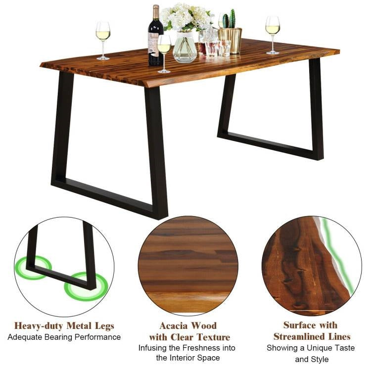 Modern Indoor Outdoor Metal Frame Wood Top Patio or Kitchen Dining Table - Tampa Home & Garden Store