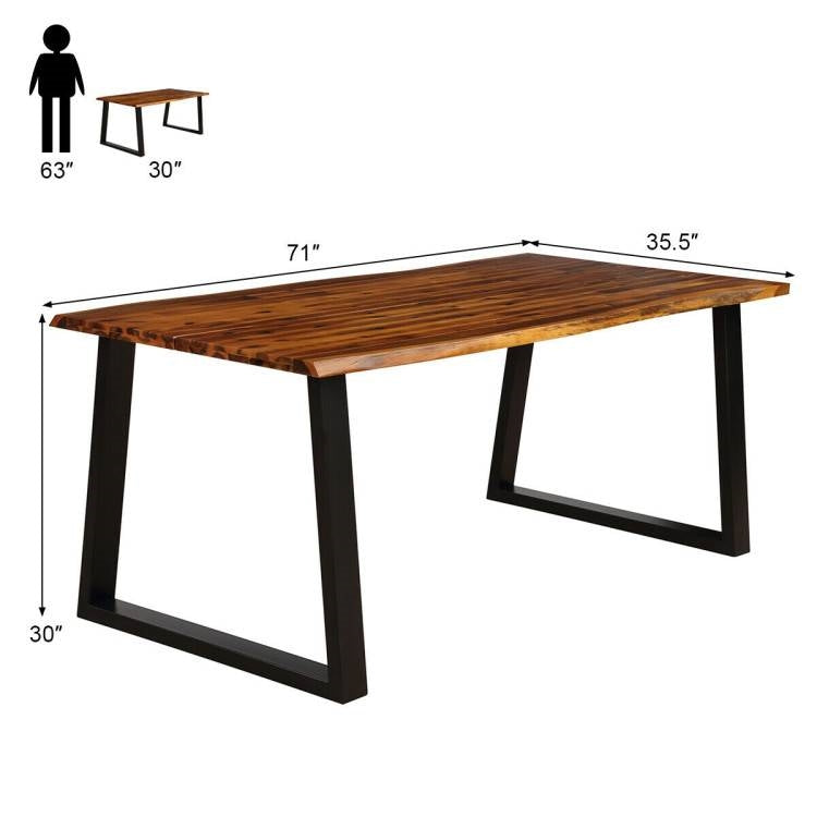 Modern Indoor Outdoor Metal Frame Wood Top Patio or Kitchen Dining Table - Tampa Home & Garden Store