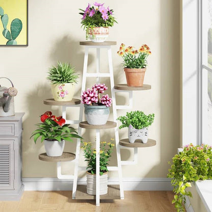 Modern Industrial Indoor Multi-Tier Plant Stand with White Metal Frame - Tampa Home & Garden Store
