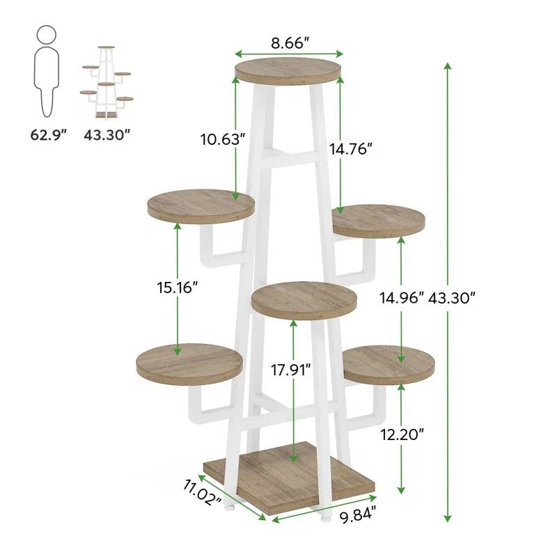 Modern Industrial Indoor Multi-Tier Plant Stand with White Metal Frame - Tampa Home & Garden Store