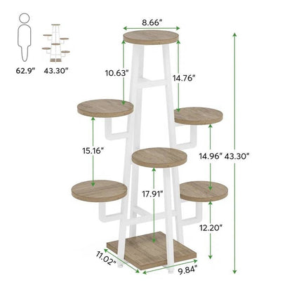 Modern Industrial Indoor Multi-Tier Plant Stand with White Metal Frame - Tampa Home & Garden Store