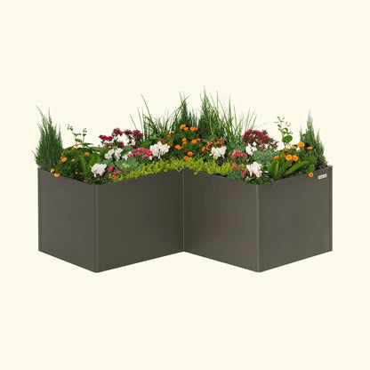 32" Tall Modern L Shape Raised Garden Bed | Metal - Tampa soil911.com
