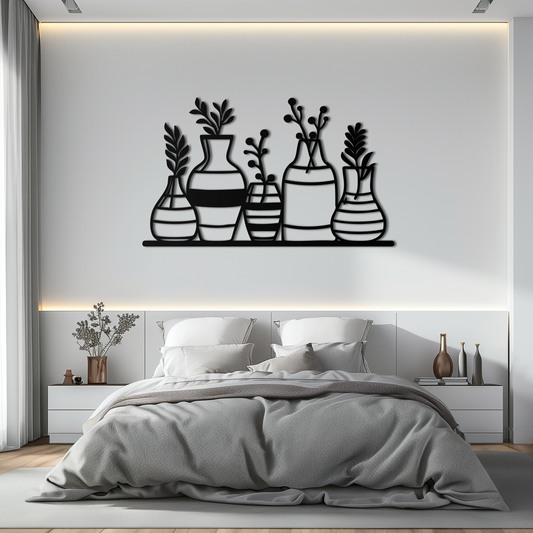 Modern Minimalist Vase Silhouette Metal Wall Art – Geometric Botanical Decor for Living Spaces- KAF631 - Tampa Home & Garden Store