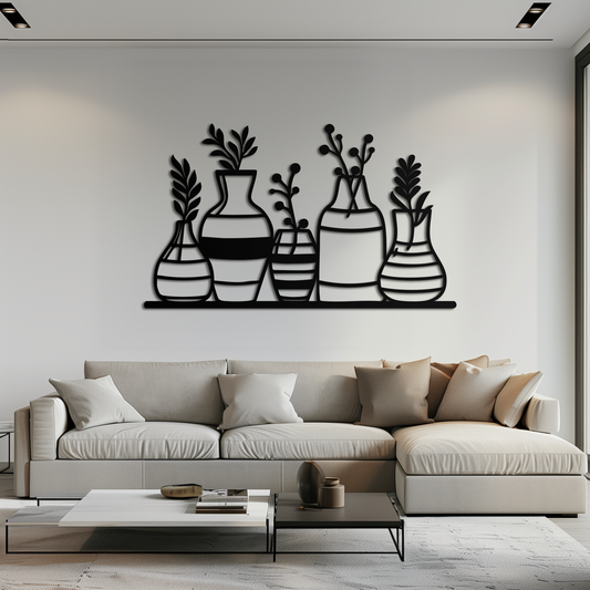 Modern Minimalist Vase Silhouette Metal Wall Art – Geometric Botanical Decor for Living Spaces- KAF631 - Tampa Home & Garden Store