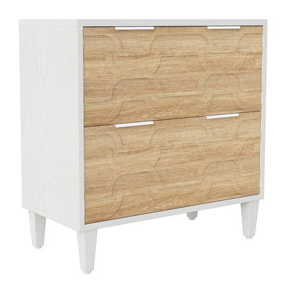 Modern Natural/White Wood 2 Drawer Filing Cabinet Printer Stand - Tampa Home & Garden Store