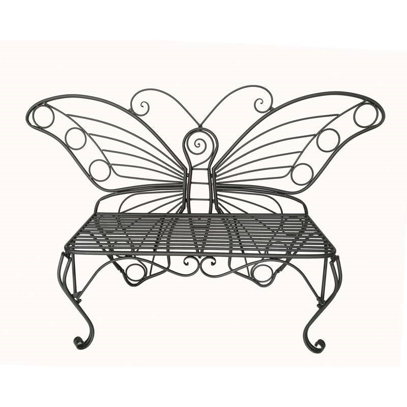 Modern Outdoor Butterfly Garden Bench in Black Metal Finish - Tampa Home & Garden Store
