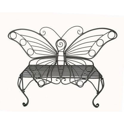 Modern Outdoor Butterfly Garden Bench in Black Metal Finish - Tampa Home & Garden Store