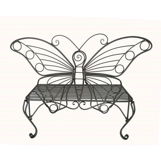 Modern Outdoor Butterfly Garden Bench in Black Metal Finish - Tampa Home & Garden Store