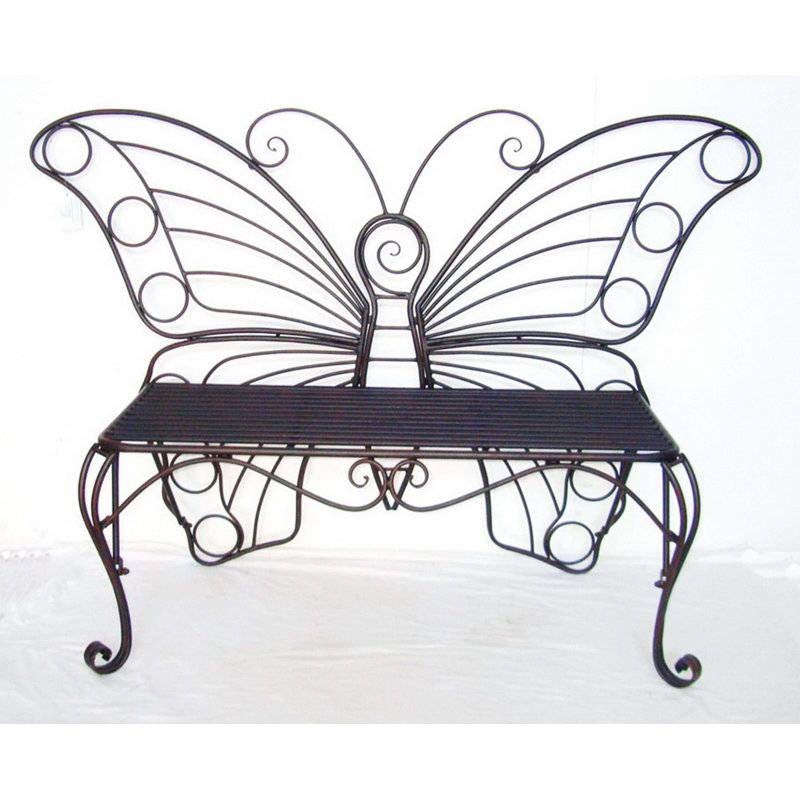 Modern Outdoor Butterfly Garden Bench in Black Metal Finish - Tampa Home & Garden Store