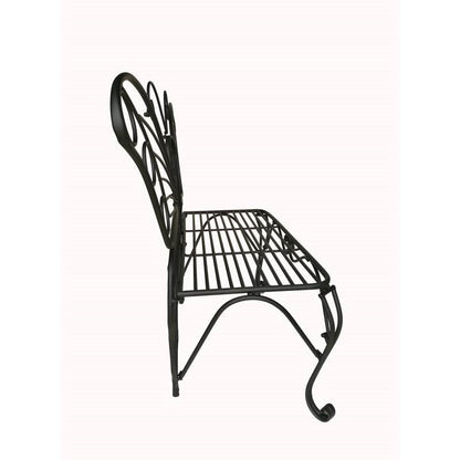 Modern Outdoor Butterfly Garden Bench in Black Metal Finish - Tampa Home & Garden Store