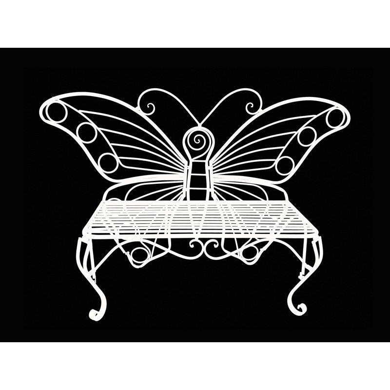 Modern Outdoor Butterfly Garden Bench in White Metal Finish - Tampa Home & Garden Store