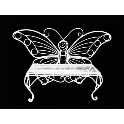Modern Outdoor Butterfly Garden Bench in White Metal Finish - Tampa Home & Garden Store