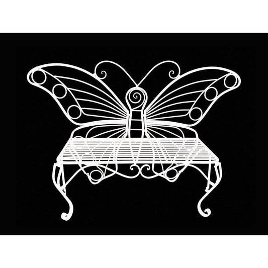 Modern Outdoor Butterfly Garden Bench in White Metal Finish - Tampa Home & Garden Store